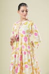 Samyukta Singhania_Multi Color Cotton Tassels Round Neck Floral Print Dress _Online_at_Aza_Fashions