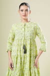 Samyukta Singhania_Yellow Cotton Tassels Round Neck Floral Print Designer Dress _Online_at_Aza_Fashions