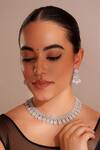 Buy_ZEVAR BY GEETA_White Diamonds Designer Faux Necklace And Earrings Set _at_Aza_Fashions