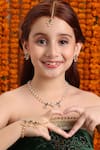 Buy_Ruby Raang_Blue Beads, Pearls Polki Kundan Jewelry Set _at_Aza_Fashions
