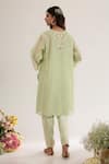saina kapoor_Mint Chanderi, Satin, Organza Embroidery Round Neck Green Kurta Set _Online_at_Aza_Fashions