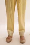 saina kapoor_Yellow Chanderi, Satin, Organza Embroidery Split V-neck Soft Kurta Set _Online_at_Aza_Fashions