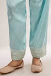 saina kapoor_Blue Chanderi, Satin, Organza Embroidery Split V-neck Kurta Set _Online_at_Aza_Fashions