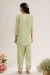 saina kapoor_Mint Chanderi, Satin, Organza Embroidery Split V-neck Green Kurta Set _Online_at_Aza_Fashions