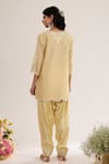 saina kapoor_Yellow Chanderi, Satin, Organza Embroidery Split V-neck Soft Kurta Set _Online_at_Aza_Fashions