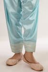Buy_saina kapoor_Blue Chanderi, Satin, Organza Embroidery Split V-neck Powder Kurta Set _Online_at_Aza_Fashions
