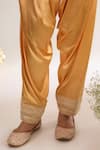 saina kapoor_Peach Chanderi, Satin, Organza Embroidery Split V-neck Orange Kurta Set _Online_at_Aza_Fashions