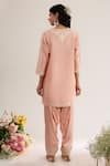 saina kapoor_Blush Chanderi, Satin, Organza Embroidery Split V-neck Pink Kurta Set _Online_at_Aza_Fashions