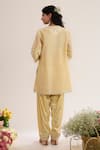 saina kapoor_Yellow Chanderi, Satin, Organza Embroidery Split V-neck Soft Kurta Set _Online_at_Aza_Fashions