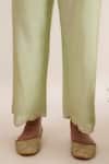 saina kapoor_Mint Chanderi, Organza Embroidery, Lace Split V-neck Green Kurta Set _Online_at_Aza_Fashions