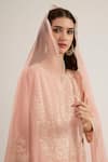 saina kapoor_Blush Chanderi, Organza Embroidery Split V-neck Kurta Set _Online_at_Aza_Fashions