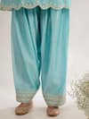 Buy_saina kapoor_Blue Chanderi, Organza Embroidery Keyhole Neck Powder Kurta Set _Online_at_Aza_Fashions