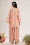Shop_saina kapoor_Blush Chanderi, Organza Embroidery Keyhole Neck Pink Kurta Set _at_Aza_Fashions