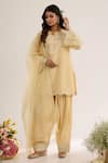 Buy_saina kapoor_Yellow Chanderi, Organza Embroidery Keyhole Neck Soft Kurta Set _at_Aza_Fashions