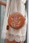 Buy_Miri_Tan Embroidery Hand Round Sling Bag _at_Aza_Fashions