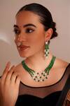 Buy_ZEVAR BY GEETA_Green Designer Faux Diamond Jewellery Set _at_Aza_Fashions