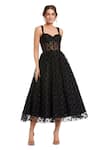 Buy_Mac Duggal_Black Polyester Sweetheart Neck Polka Dot Tulle A-line Dress _at_Aza_Fashions
