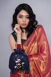 Buy_Miri_Navy Embroidery Blue Hand Potli Bag _at_Aza_Fashions