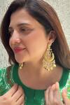 Buy_Studio6 Jewels_Gold Plated Pearls Finish Chandbali Earrings _at_Aza_Fashions