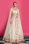 Buy_Priyanka Jain_Pink Cotton, Chanderi, Silk, Net Sequins, Rose Royale Ombre-dyed Lehenga Set _Online_at_Aza_Fashions