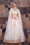 Buy_Priyanka Jain_Pink Cotton, Chanderi, Silk, Net Sequins, Rose Royale Ombre-dyed Lehenga Set _at_Aza_Fashions