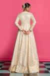 Shop_Priyanka Jain_Ivory Cotton, Chanderi, Net Pearls, Sequins, Embroidery Empress Anarkali Set _at_Aza_Fashions