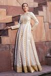 Buy_Priyanka Jain_Ivory Cotton, Chanderi, Net Pearls, Sequins, Embroidery Empress Anarkali Set 