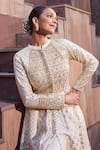 Buy_Priyanka Jain_Ivory Cotton, Chanderi, Net Pearls, Sequins, Embroidery Empress Anarkali Set _Online