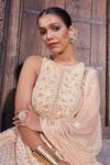 Priyanka Jain_Rose Gold Cotton, Chanderi, Net Sequins, Pearls, Vintage Anarkali Set _at_Aza_Fashions