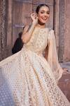 Shop_Priyanka Jain_Rose Gold Cotton, Chanderi, Net Sequins, Pearls, Vintage Anarkali Set 
