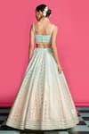 Shop_Priyanka Jain_Blue Cotton, Chanderi, Silk, Net Sequins, Pearls Ombre-dyed Lehenga Set _at_Aza_Fashions