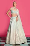 Priyanka Jain_Blue Cotton, Chanderi, Silk, Net Sequins, Pearls Ombre-dyed Lehenga Set _Online_at_Aza_Fashions