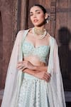 Shop_Priyanka Jain_Blue Cotton, Chanderi, Silk, Net Sequins, Pearls Ombre-dyed Lehenga Set 