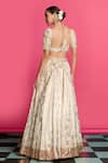 Shop_Priyanka Jain_Gold Cotton, Chanderi, Silk, Denim, Net Sequins, Pearls, Bloom Lehenga Set _at_Aza_Fashions
