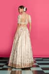 Buy_Priyanka Jain_Gold Cotton, Chanderi, Silk, Denim, Net Sequins, Pearls, Bloom Lehenga Set _Online