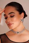 Buy_ZEVAR BY GEETA_Green Diamonds Designer Faux Jewellery Set _at_Aza_Fashions