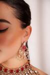 ZEVAR BY GEETA_Red Stones Kundan Polki Designer Jewellery Set _at_Aza_Fashions