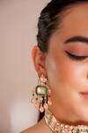 Shop_ZEVAR BY GEETA_Green Diamonds, Stones Kundan Polki Designer Jewellery Set _Online_at_Aza_Fashions
