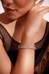 Buy_ZEVAR BY GEETA_Silver Plated Diamonds Designer Faux Bracelet _at_Aza_Fashions