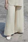 Gothilo_Brown Linen Mandarin Collar Biscoff Top And Palazzo Set _at_Aza_Fashions