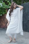 Shop_Gothilo_Beige Linen Round Neck Natural Kaftan And Dhoti Pant Set _Online_at_Aza_Fashions