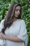Gothilo_Beige Linen Round Neck Natural Kaftan And Dhoti Pant Set _at_Aza_Fashions