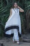 Buy_Gothilo_Ivory Linen V-neck High-low Flared Kurta Set _at_Aza_Fashions