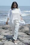 Buy_Gothilo_Ivory Linen Lace Crew , Open Shrug And Co-ord Set _Online_at_Aza_Fashions
