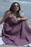 Buy_Gothilo_Purple Linen Tassels V-neck Flared Maxi Dress _Online_at_Aza_Fashions
