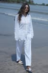 Buy_Gothilo_White Linen Collared Frost Shirt And Pant Loungewear Set _at_Aza_Fashions
