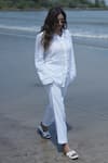 Buy_Gothilo_White Linen Collared Frost Shirt And Pant Loungewear Set _Online_at_Aza_Fashions