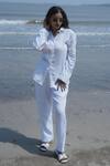 Shop_Gothilo_White Linen Collared Frost Shirt And Pant Loungewear Set _Online_at_Aza_Fashions