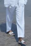 Buy_Gothilo_White Linen Collared Frost Shirt And Pant Loungewear Set 