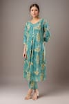 Buy_Samyukta Singhania_Green Cotton Round Neck Printed Kurta And Pant Set _at_Aza_Fashions